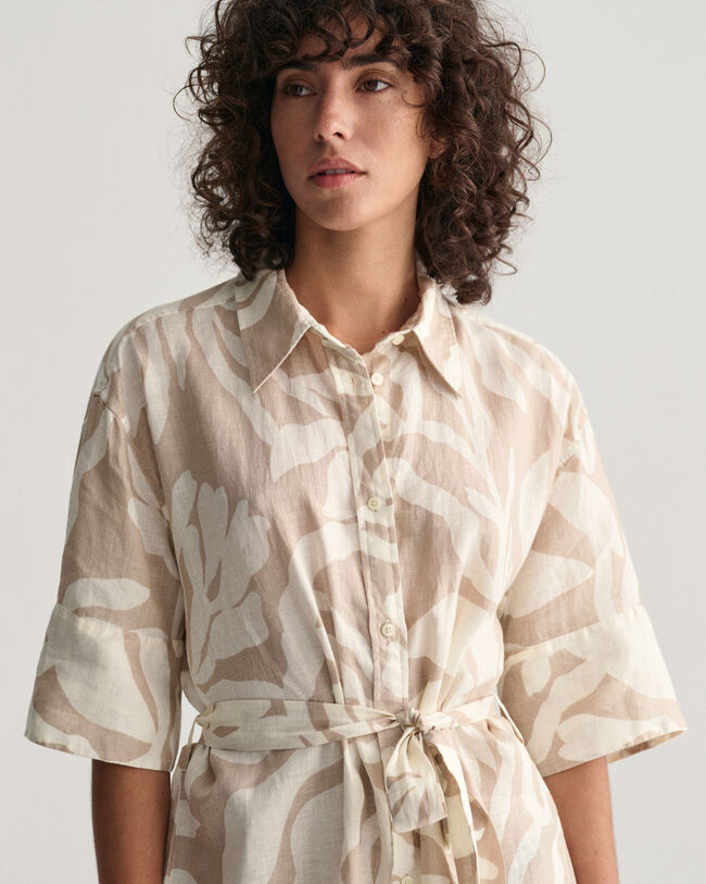 Palm Print skjortekjole af h&oslash;r