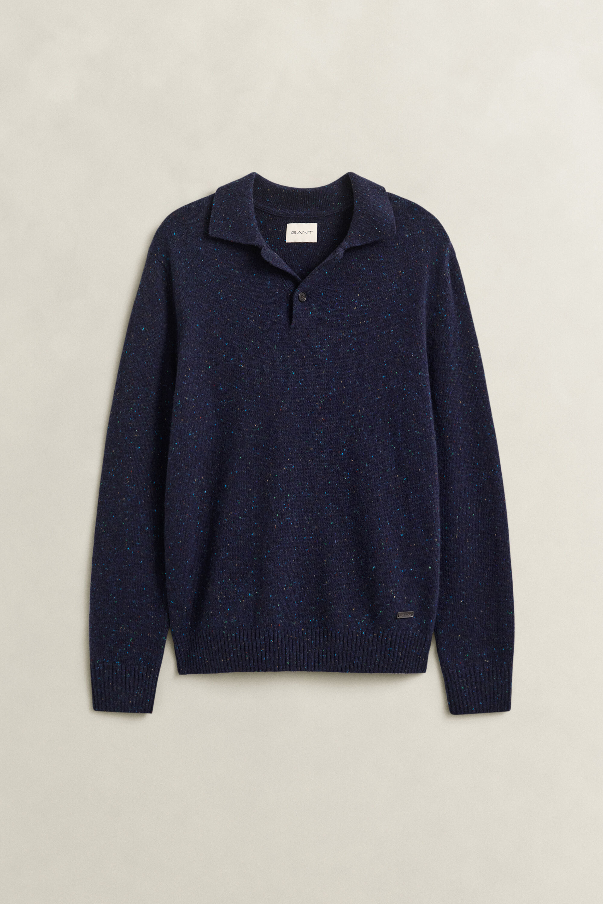Polosweater i uldblanding med nister