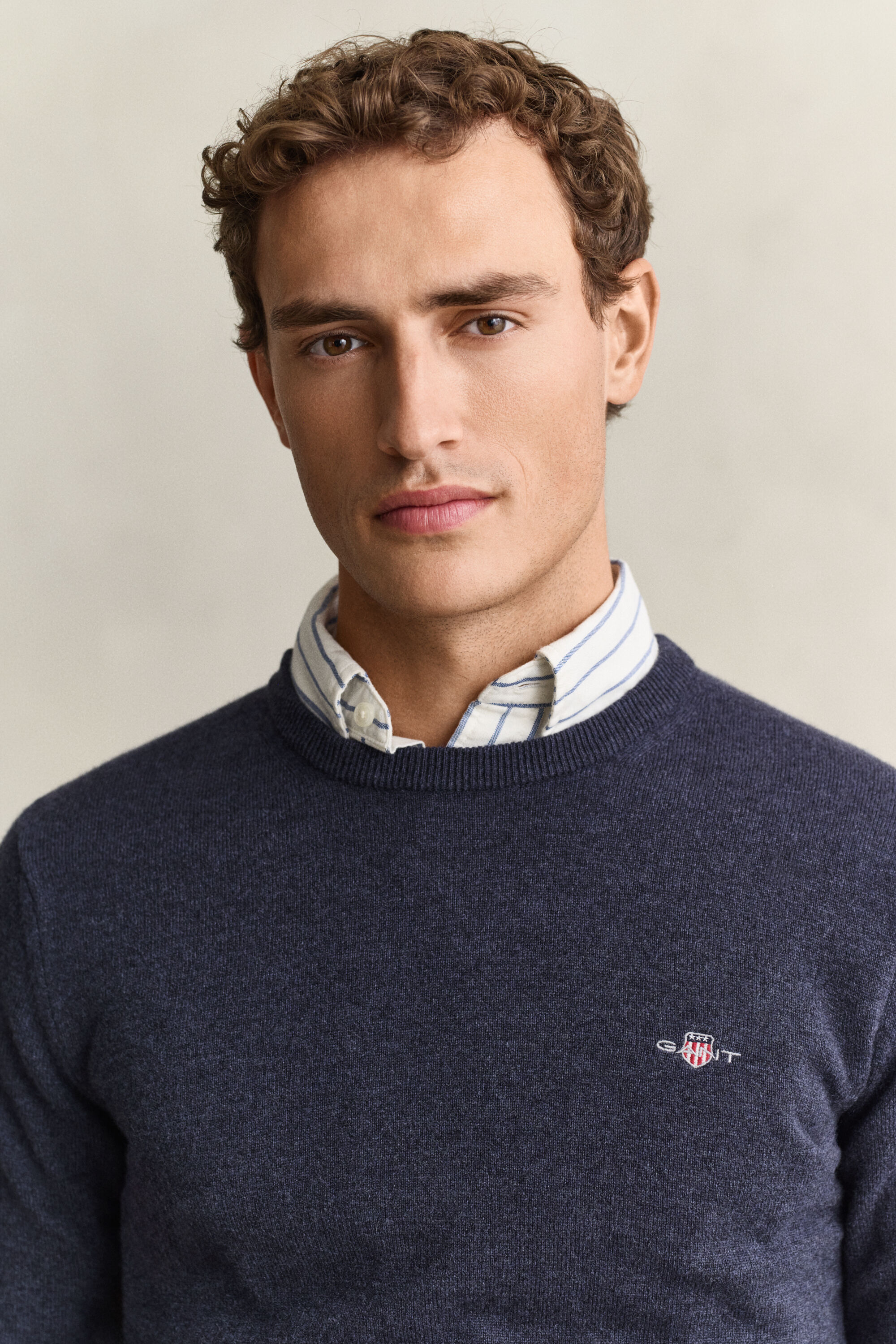 Crewneck sweater i lammeuld