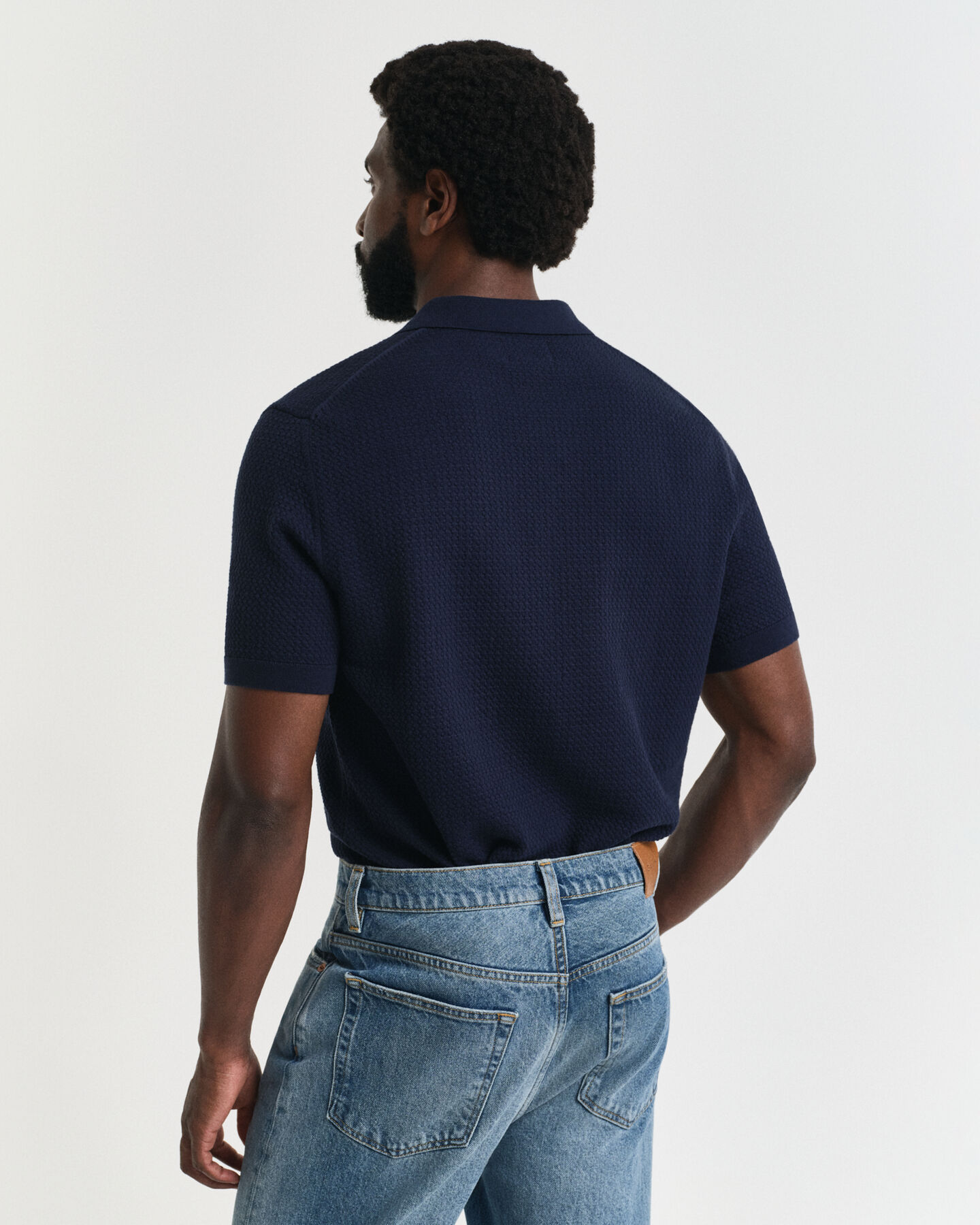 Tekstureret poloskjorte af bomuld