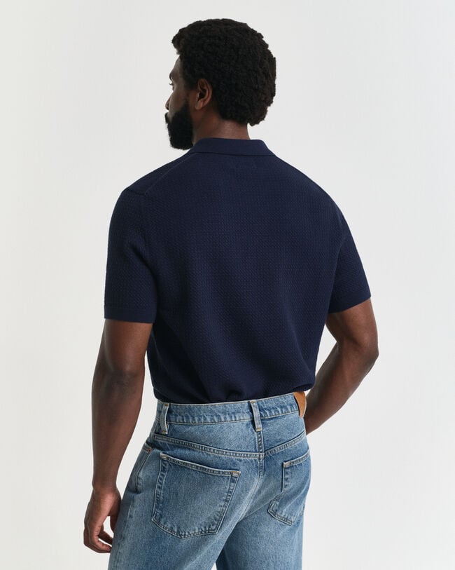 Tekstureret poloskjorte af bomuld