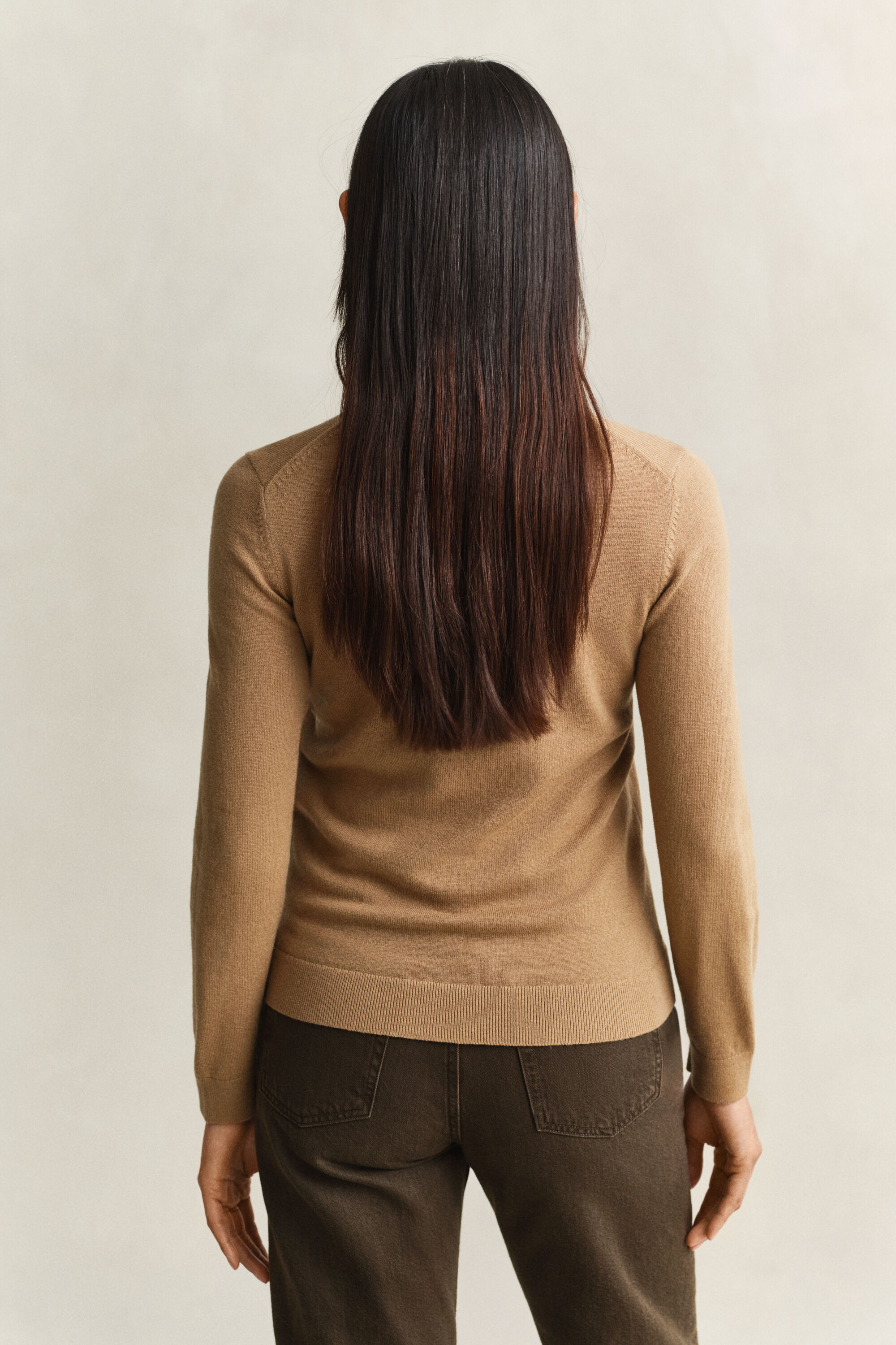 Crewneck sweater i uld og bomuld