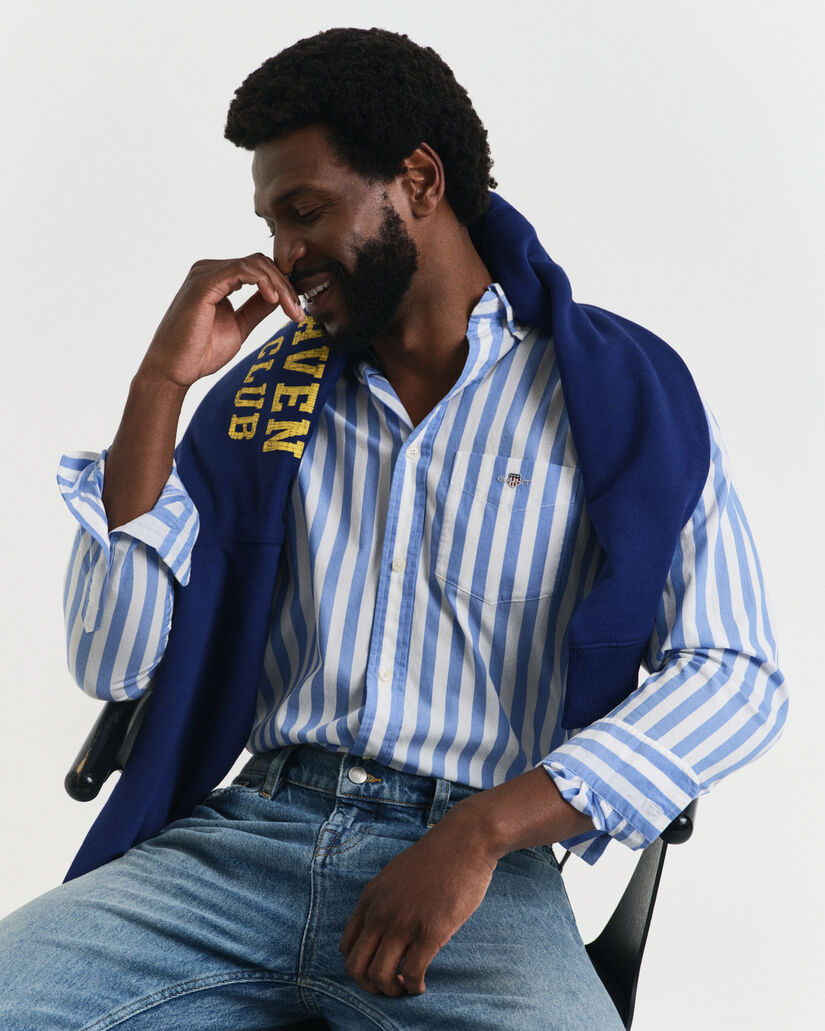 Regular fit stribet klassisk poplin-skjorte