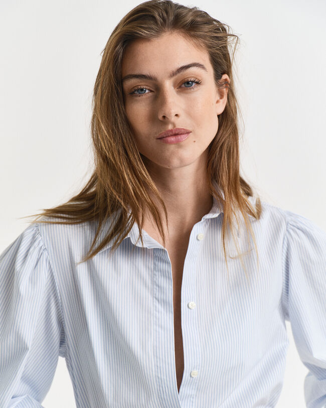 Stribet klassisk poplin-kjole