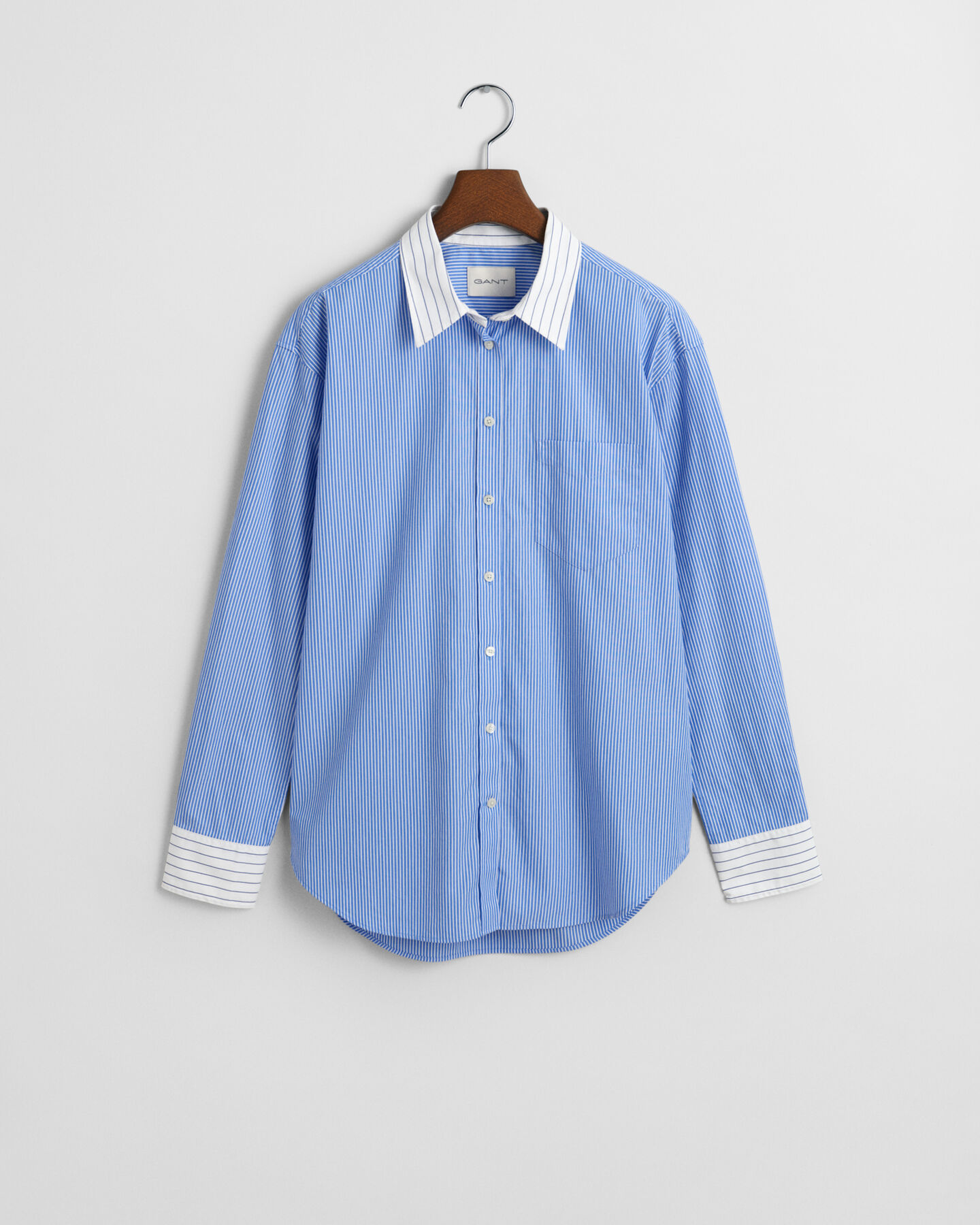 Relaxed fit poplin skjorte med blandede striber