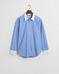 Relaxed fit poplin skjorte med blandede striber