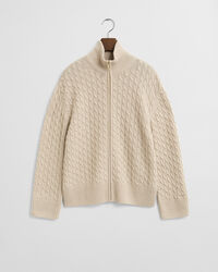 Kabelstrikket cardigan med lynlås