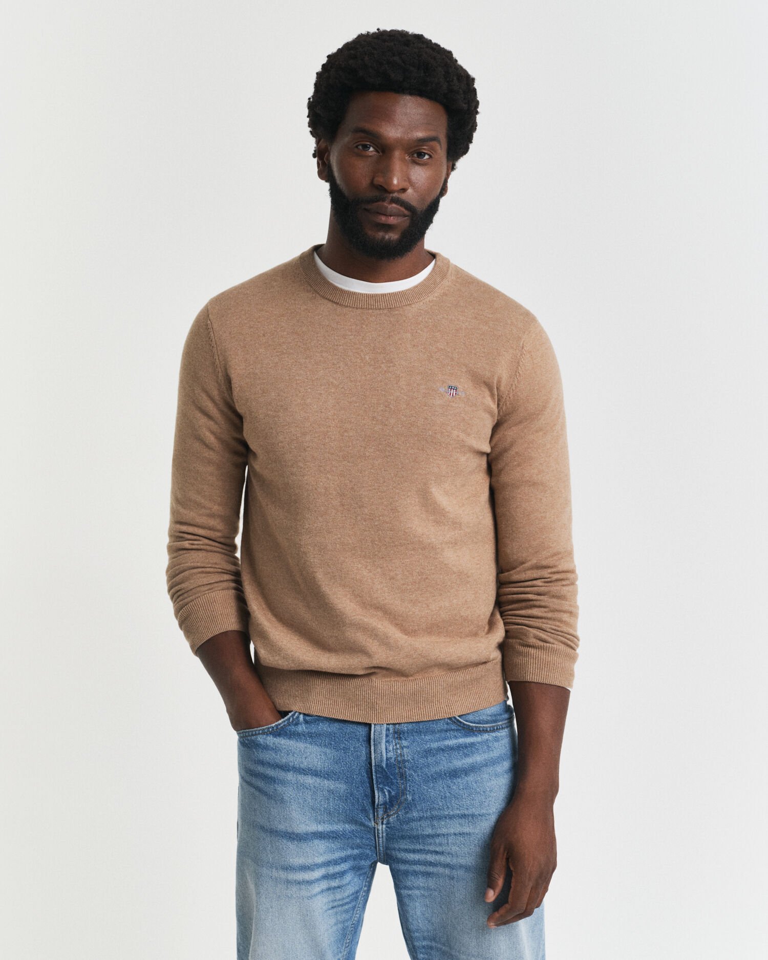 Crewneck sweater i bomuld