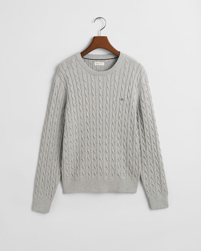 Teens Shield crewneck sweater af bomuld med kabelstrik