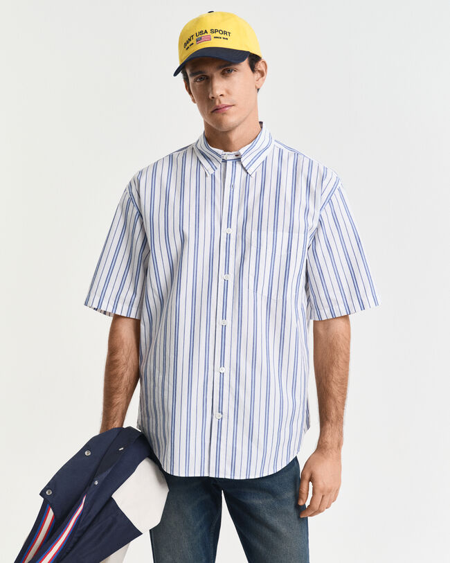 Relaxed fit Heritage poplin skjorte med korte &aelig;rmer