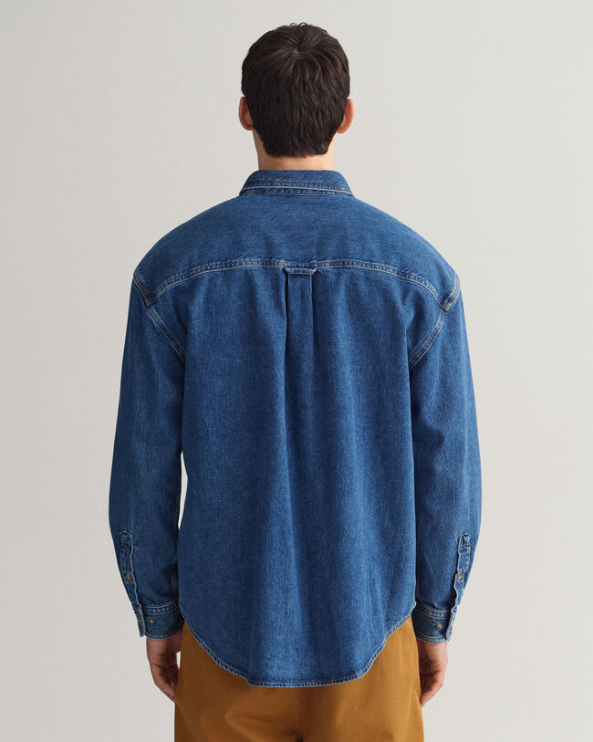 Oversized denimskjorte af twill