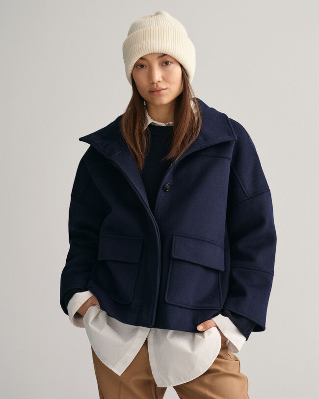 Ribstrikket beanie af uld