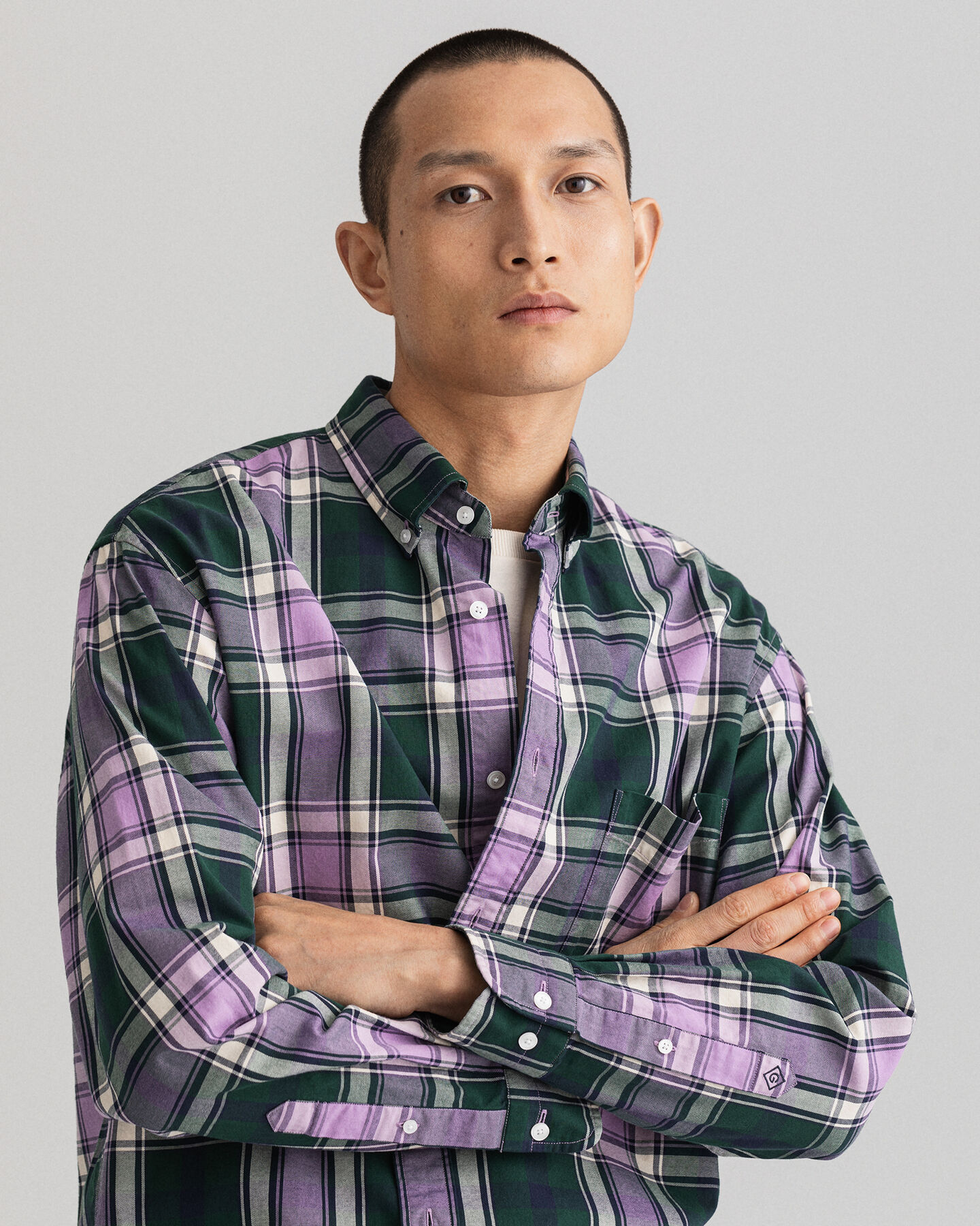 Oversized ternet twill-skjorte