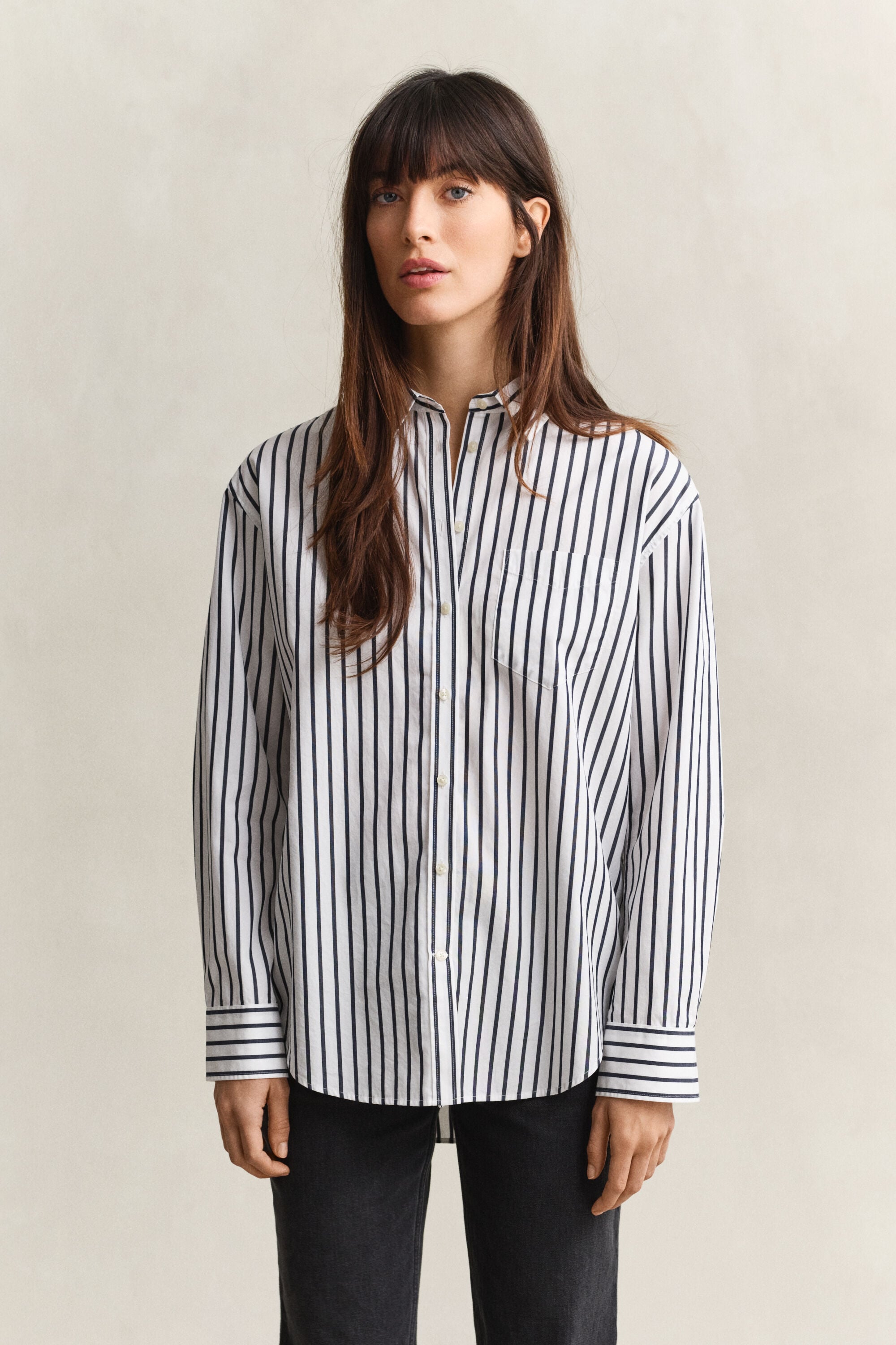 Relaxed fit stribet klassisk poplin-skjorte
