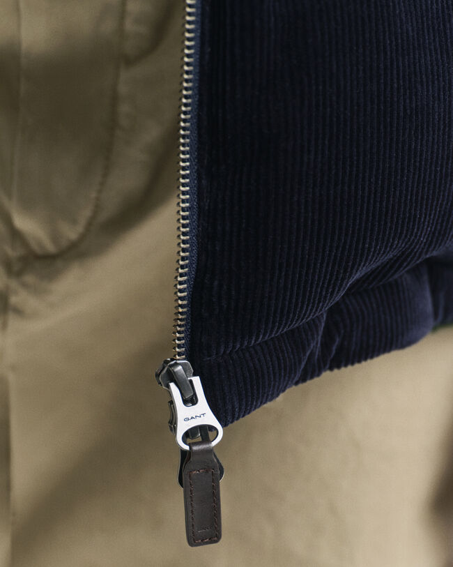 Pufferjakke i jernbanefløjl