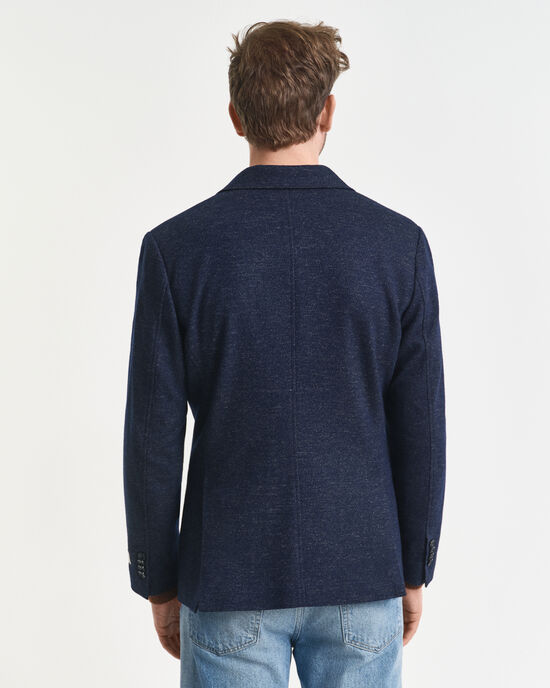 Tofarvet jerseyblazer i uld og bomuld