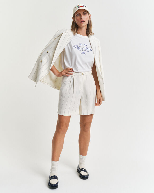 Nålestribede hørshorts