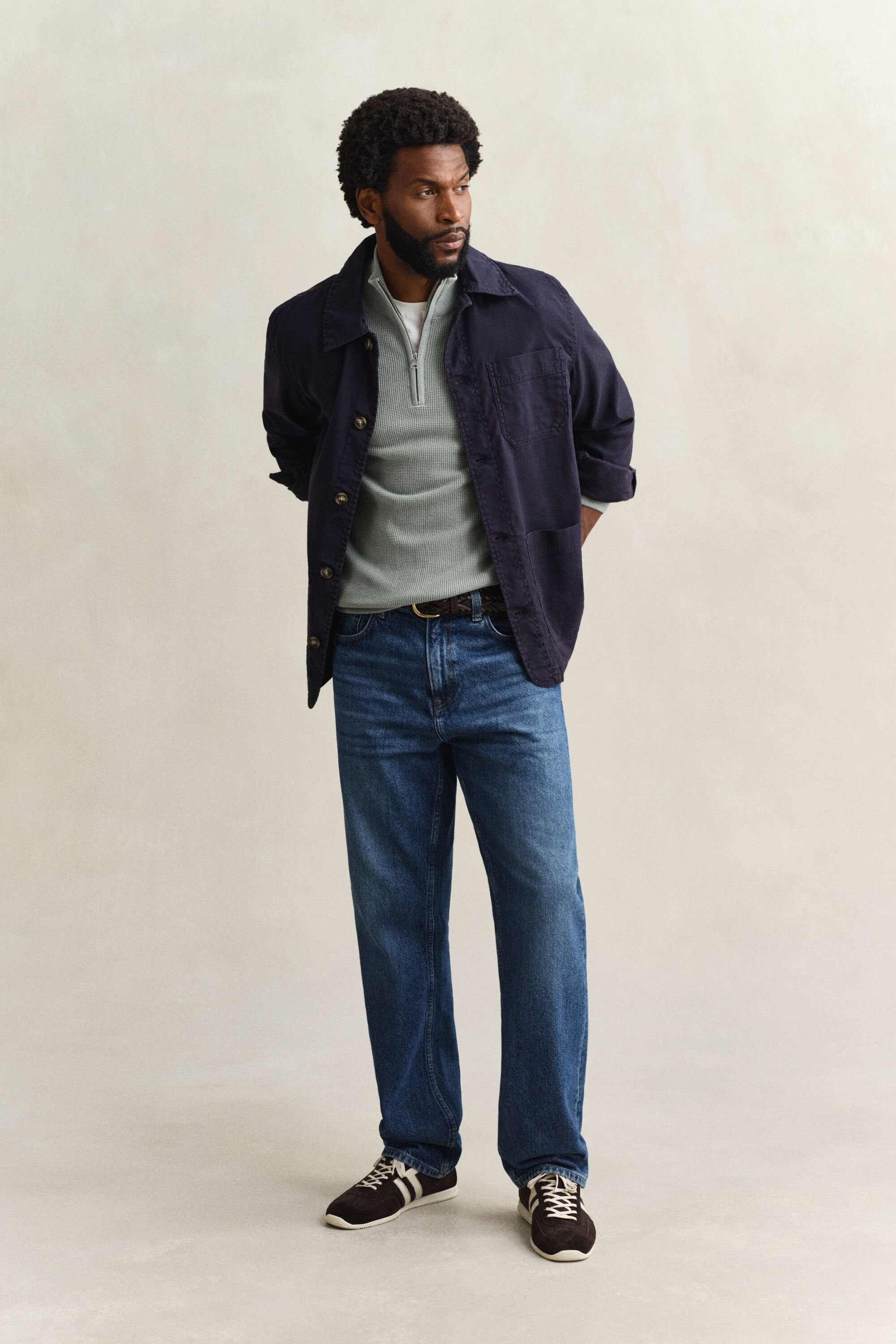 Tekstureret sweater af bomuld med halv lynlås