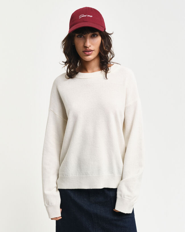 Crewneck sweater i ekstra fin lammeuld