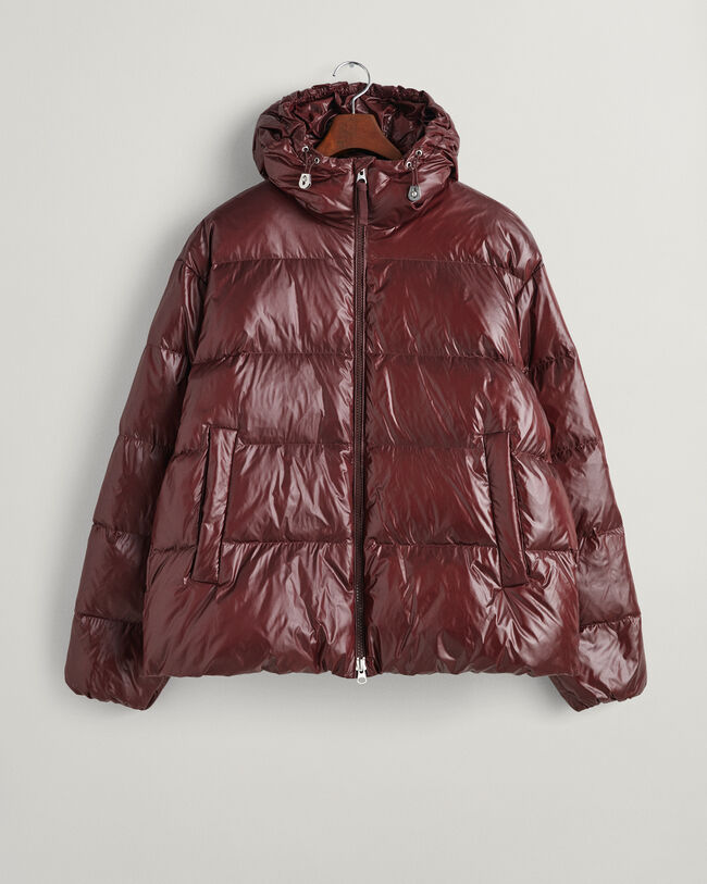 Skinnende pufferjakke med dun