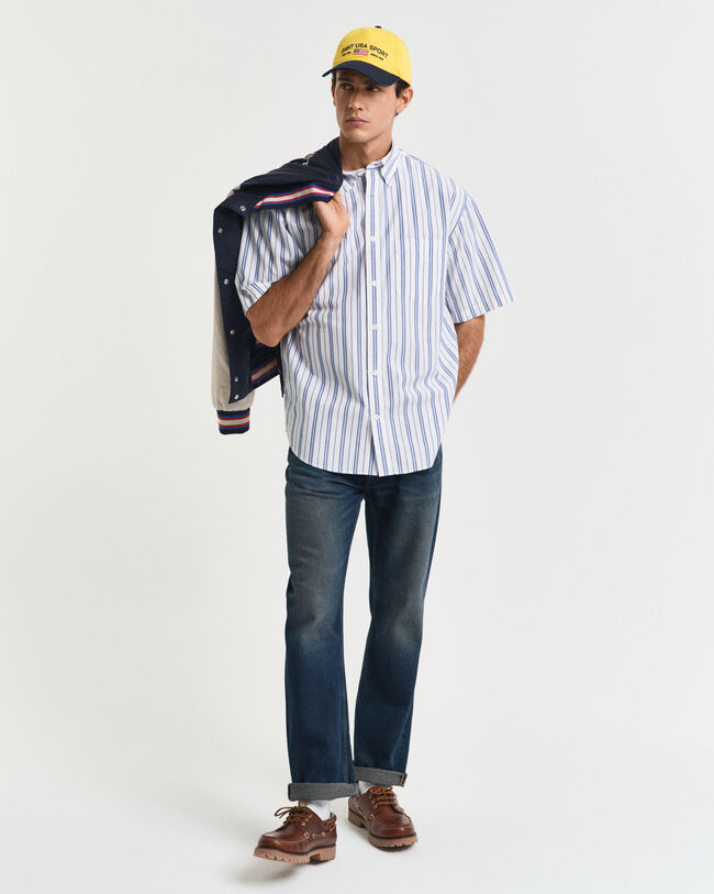 Relaxed fit Heritage poplin skjorte med korte &aelig;rmer