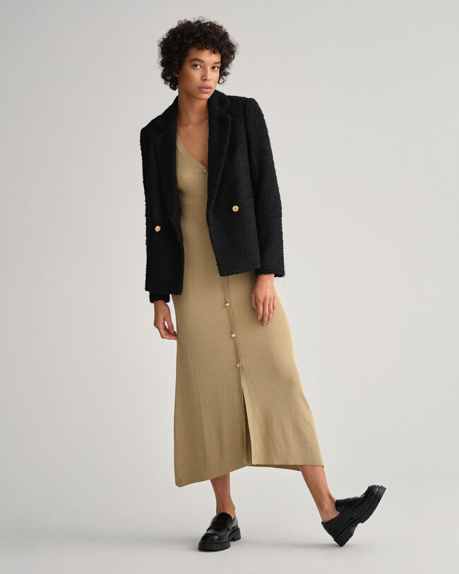 Ribstrikket cardigan-kjole