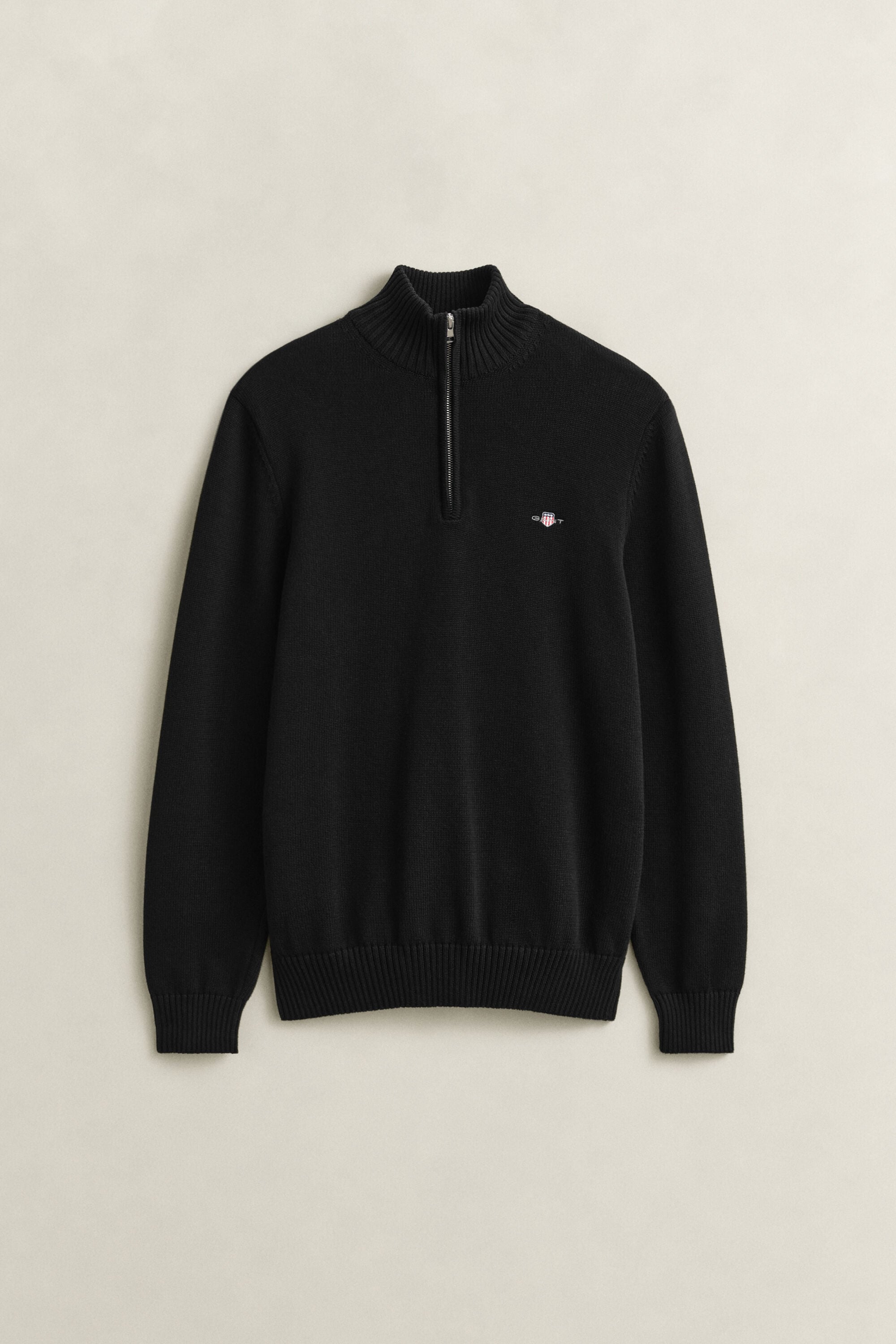 Afslappet sweater i bomuld med halv lynlås