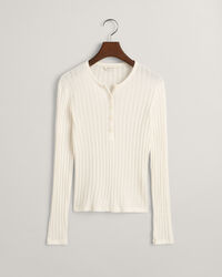 Ribstrikket Henley T-shirt med lange ærmer