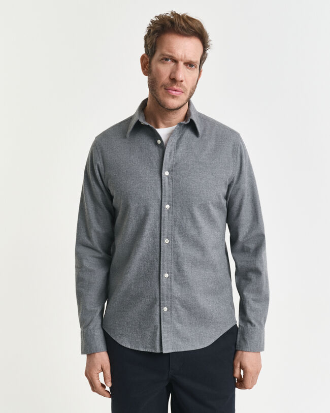 Regular fit melange flannelskjorte