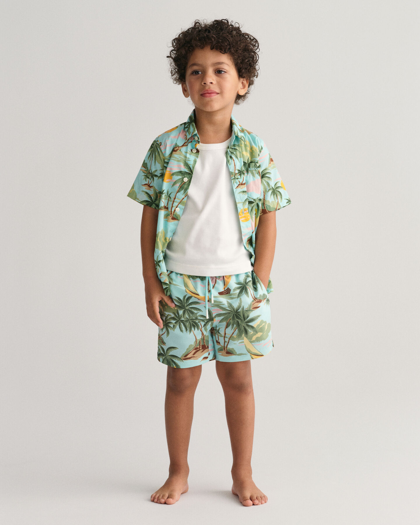 Boys Hawaiian Print Swim Shorts
