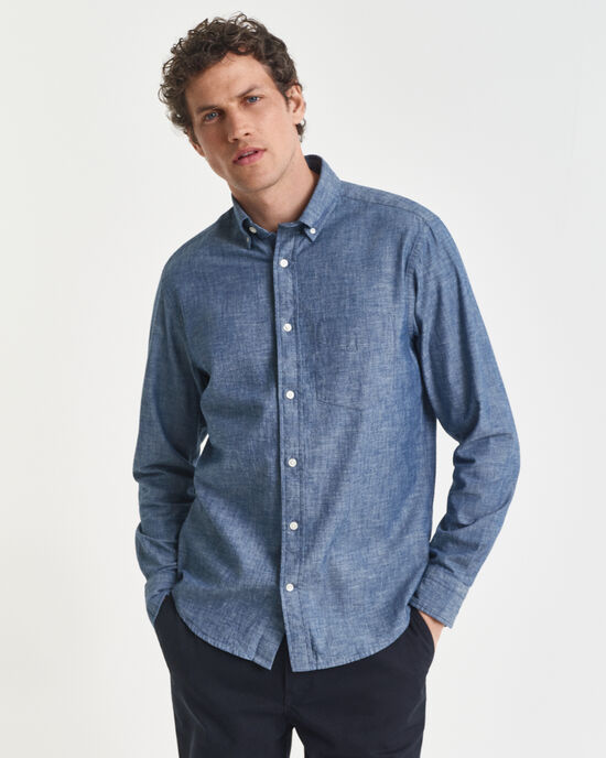 Regular fit indigo chambray skjorte