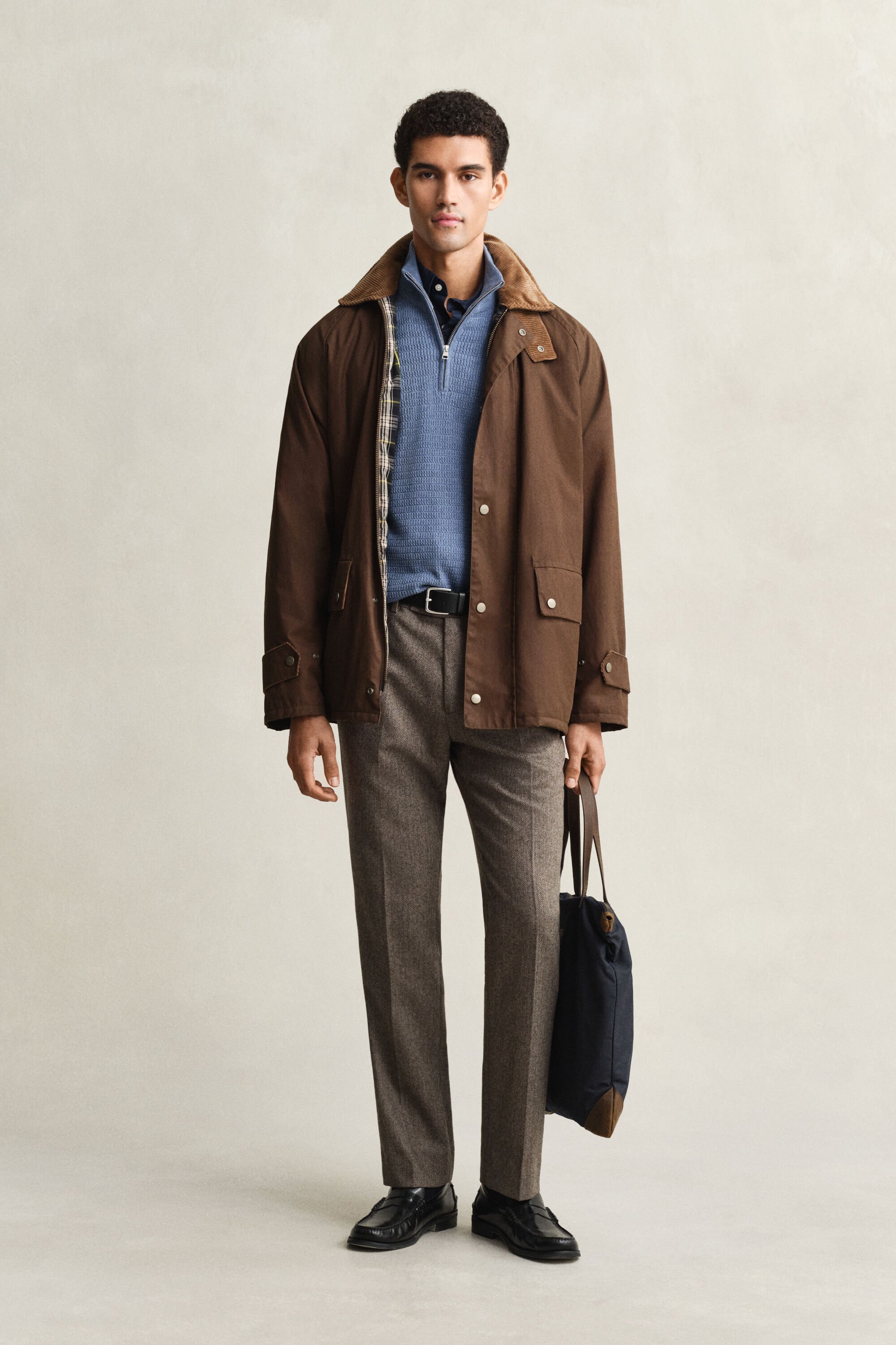 Mini kabelstrikket sweater med halv lynlås