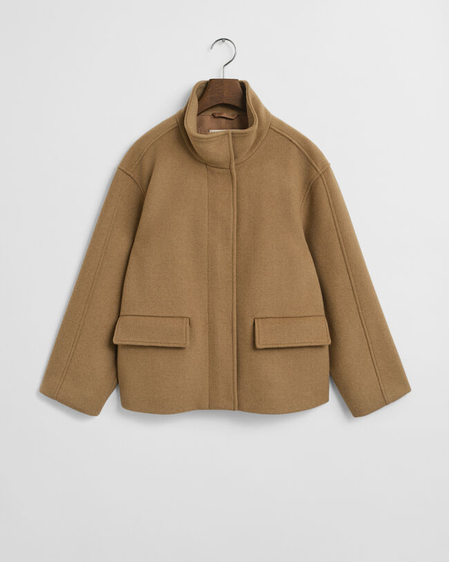 Kort uldjakke med lynlås