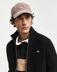 Tekstureret cardigan af bomuld med lynlås