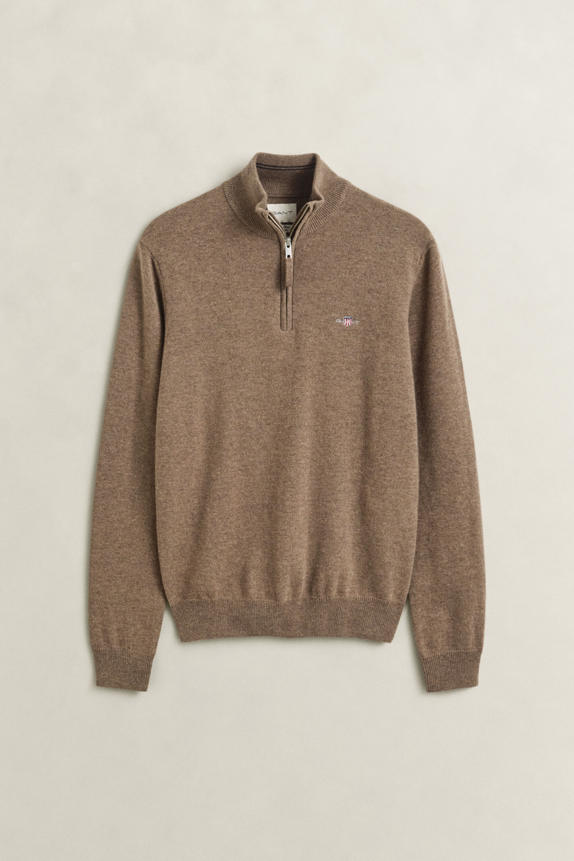 Sweater i lammeuld med halv lynlås