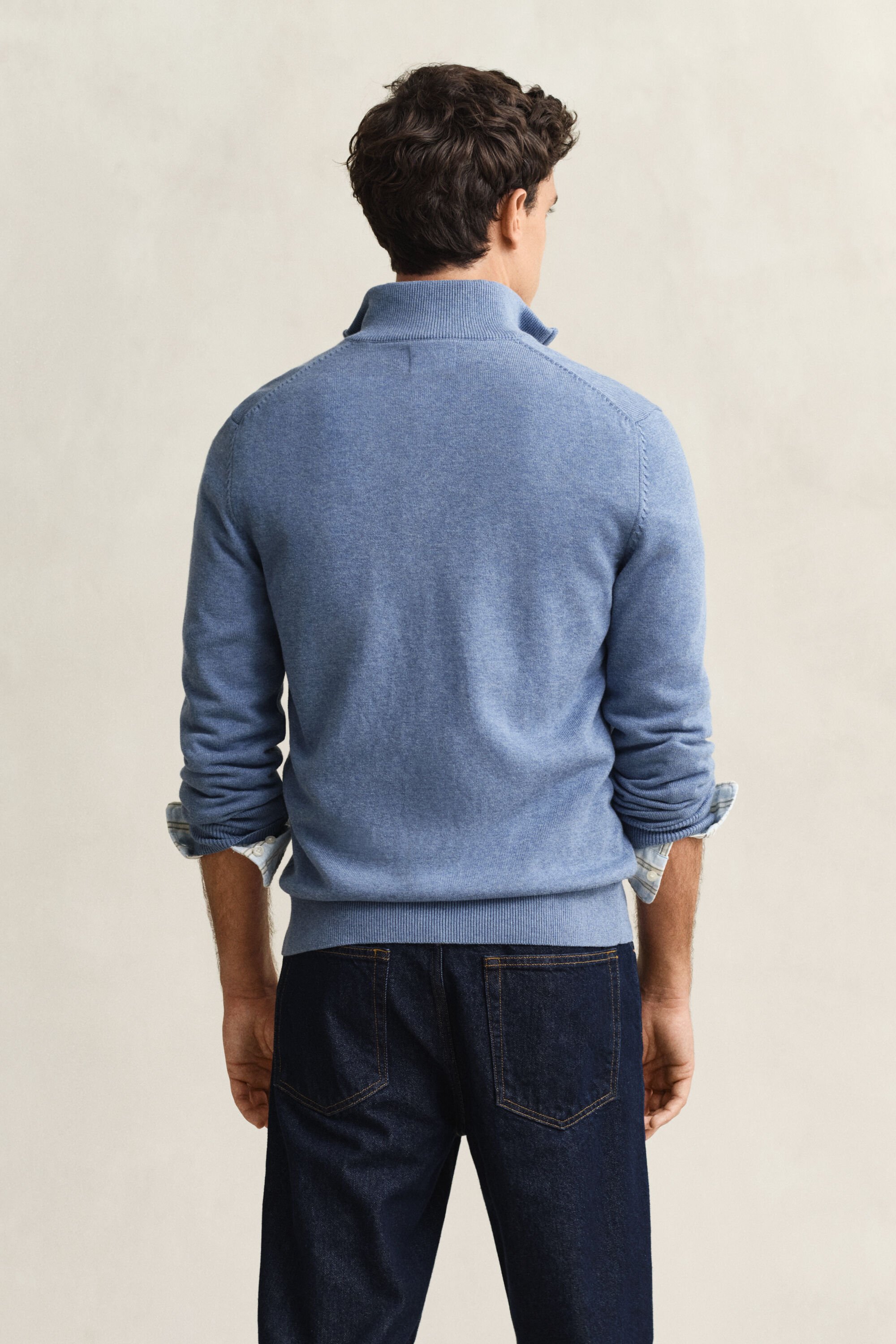 Afslappet cardigan i bomuld med lynlås