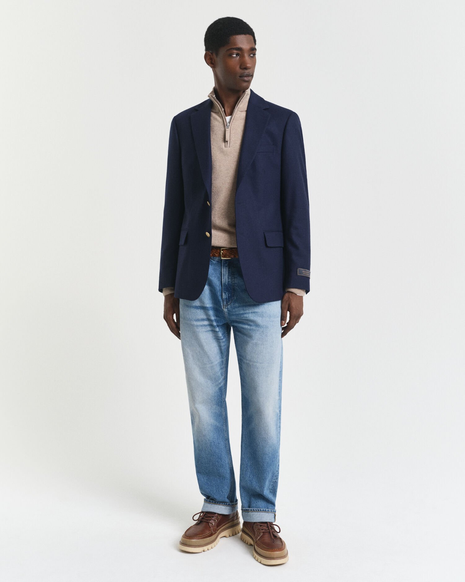 Sweater af ekstra fin lammeuld med halv lynlås