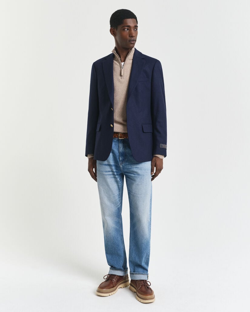 Sweater af ekstra fin lammeuld med halv lynlås