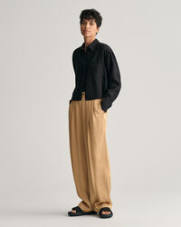 Relaxed fit kort hørskjorte