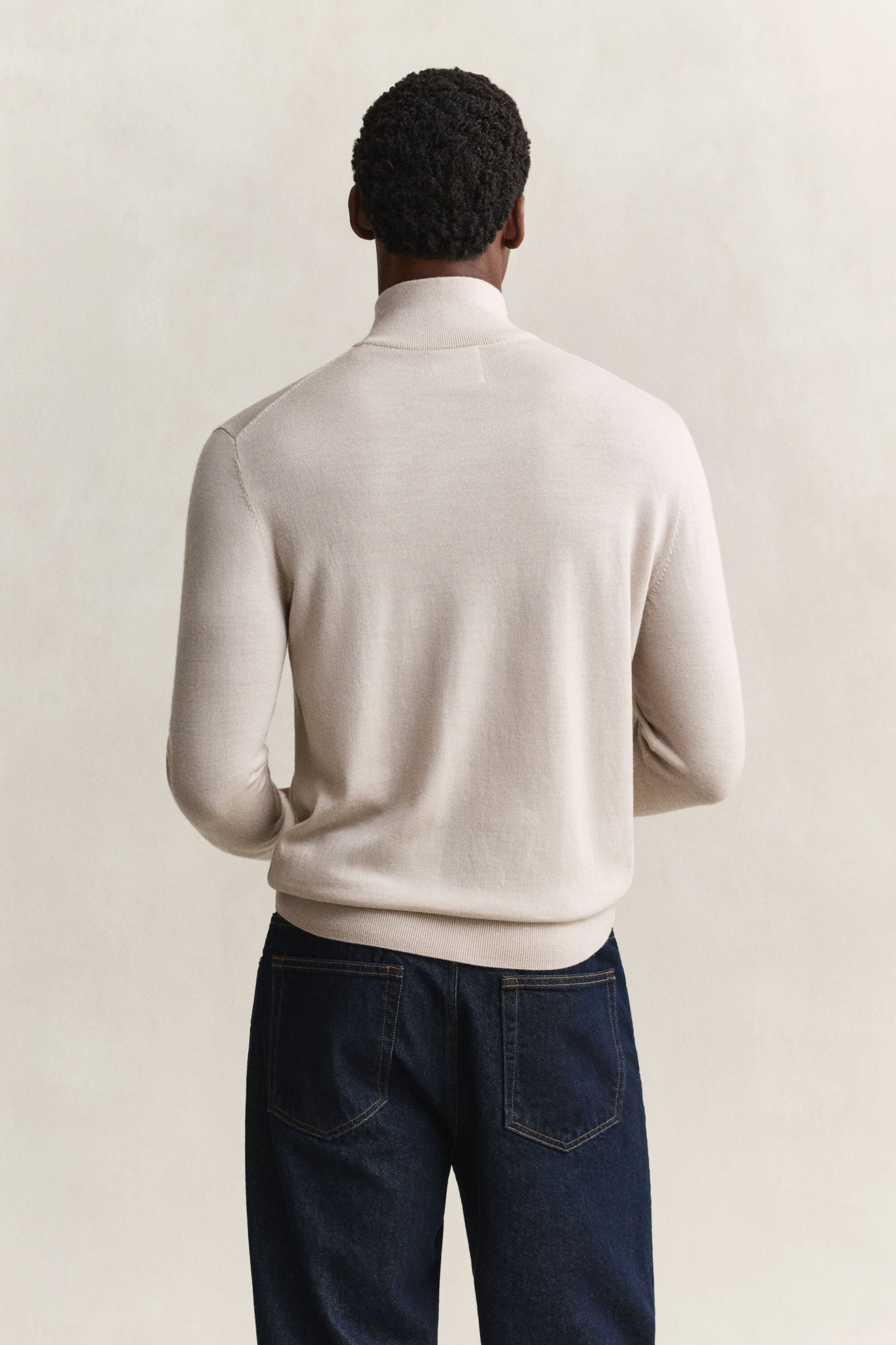 Sweater i merinould med halv lynlås