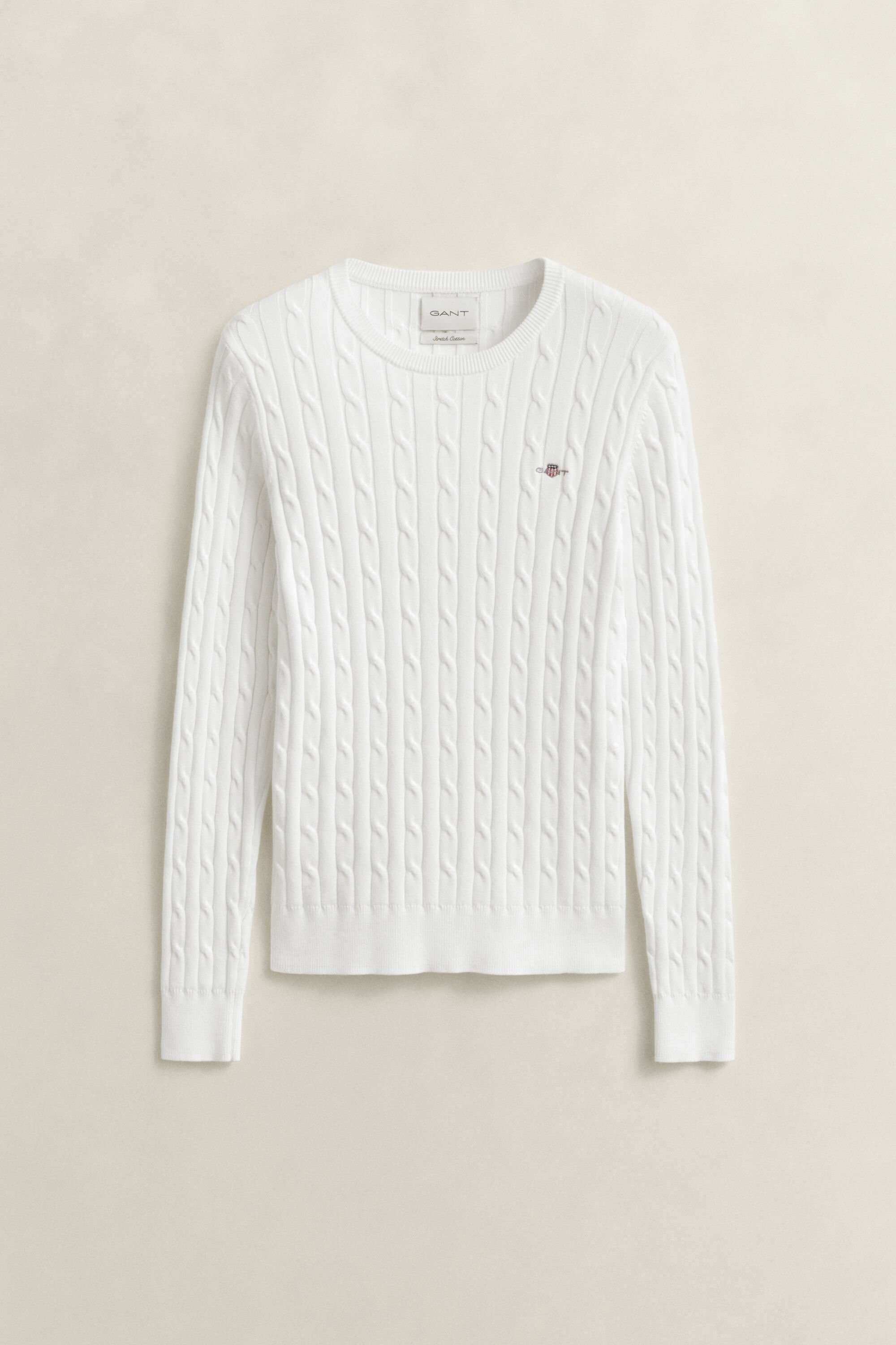 Crewneck sweater med kabelstrik