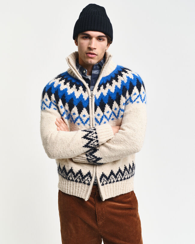 Cardigan i jacquard med lynlås