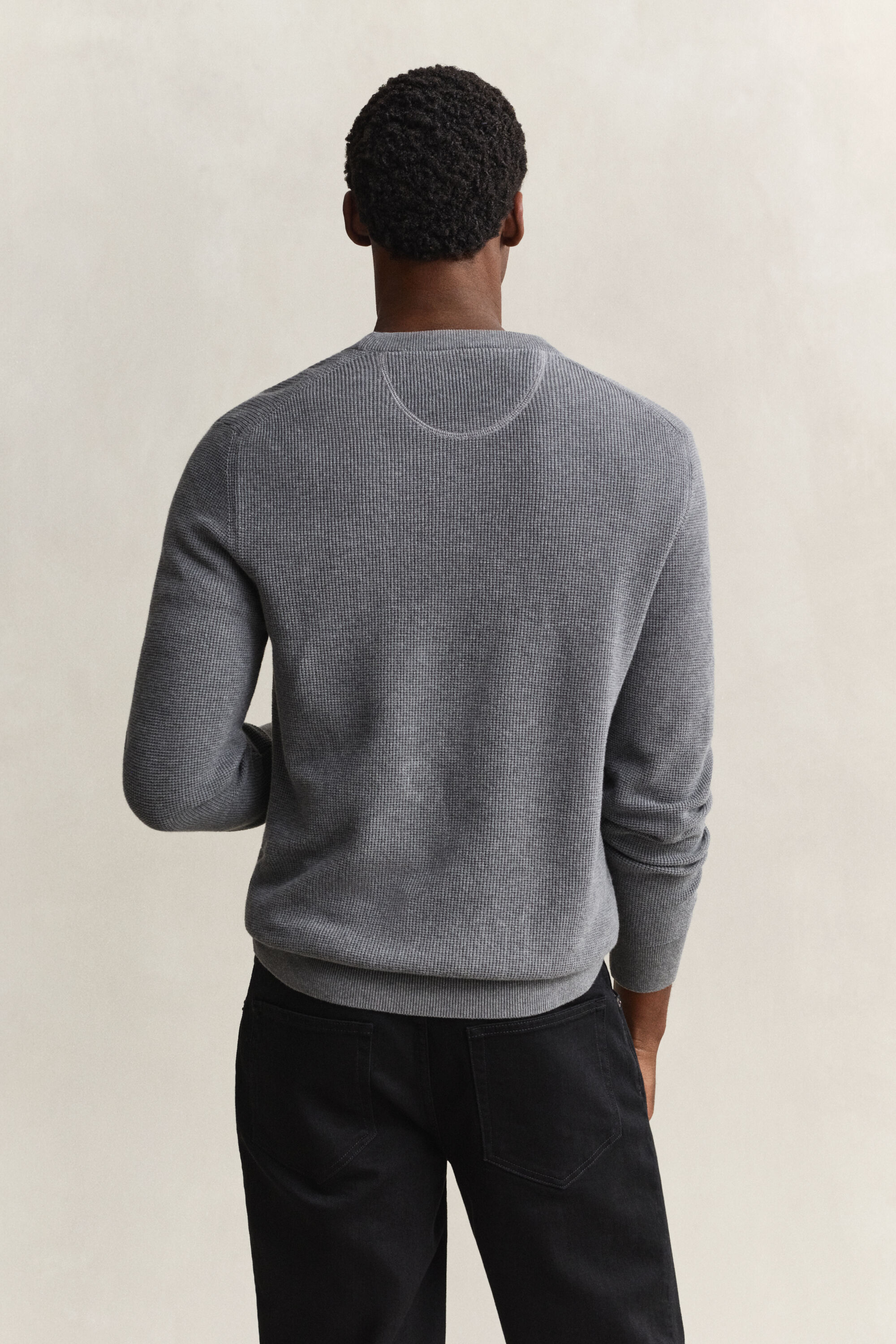 Tekstureret crewneck sweater af bomuld