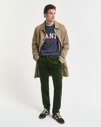 Slim fit chinobukser af jernbanefløjl