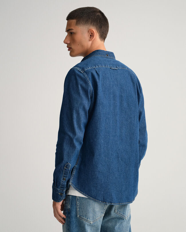 Slim fit denim-skjorte