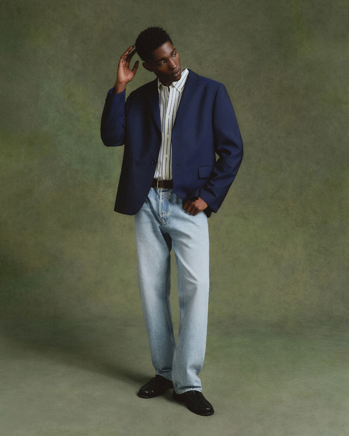 Oversize poplinskjorte med striber