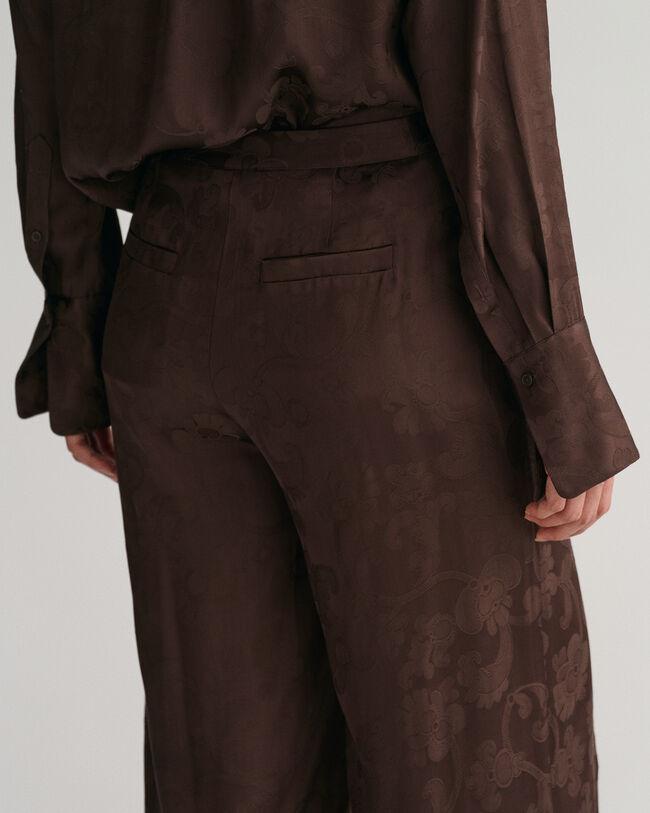 Bukser med brede ben og blonde-jacquard