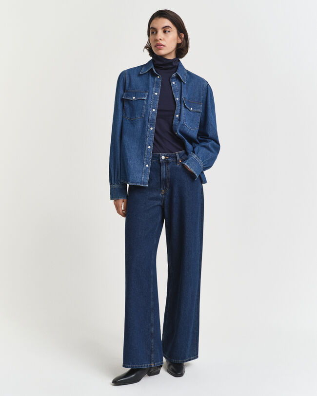 Let top i bomuld med rullekrave