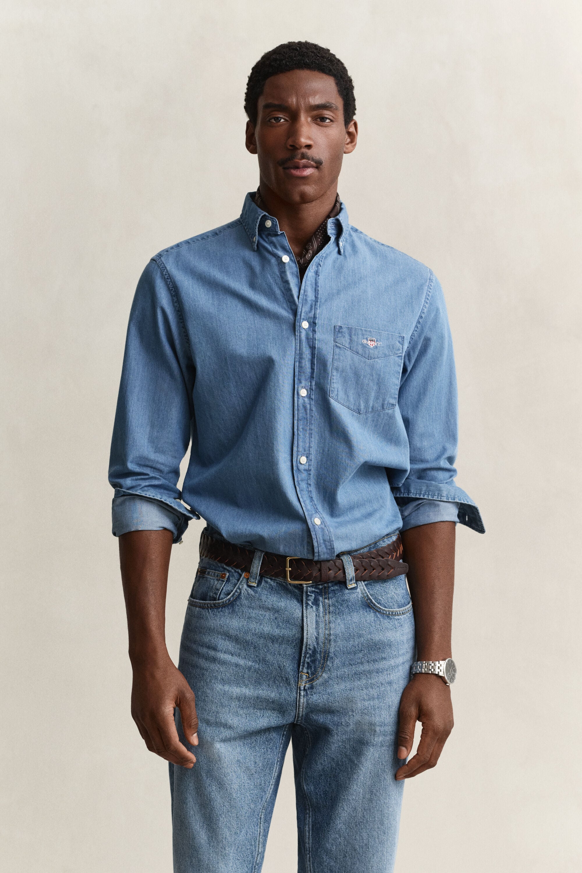 Regular fit indigo-skjorte