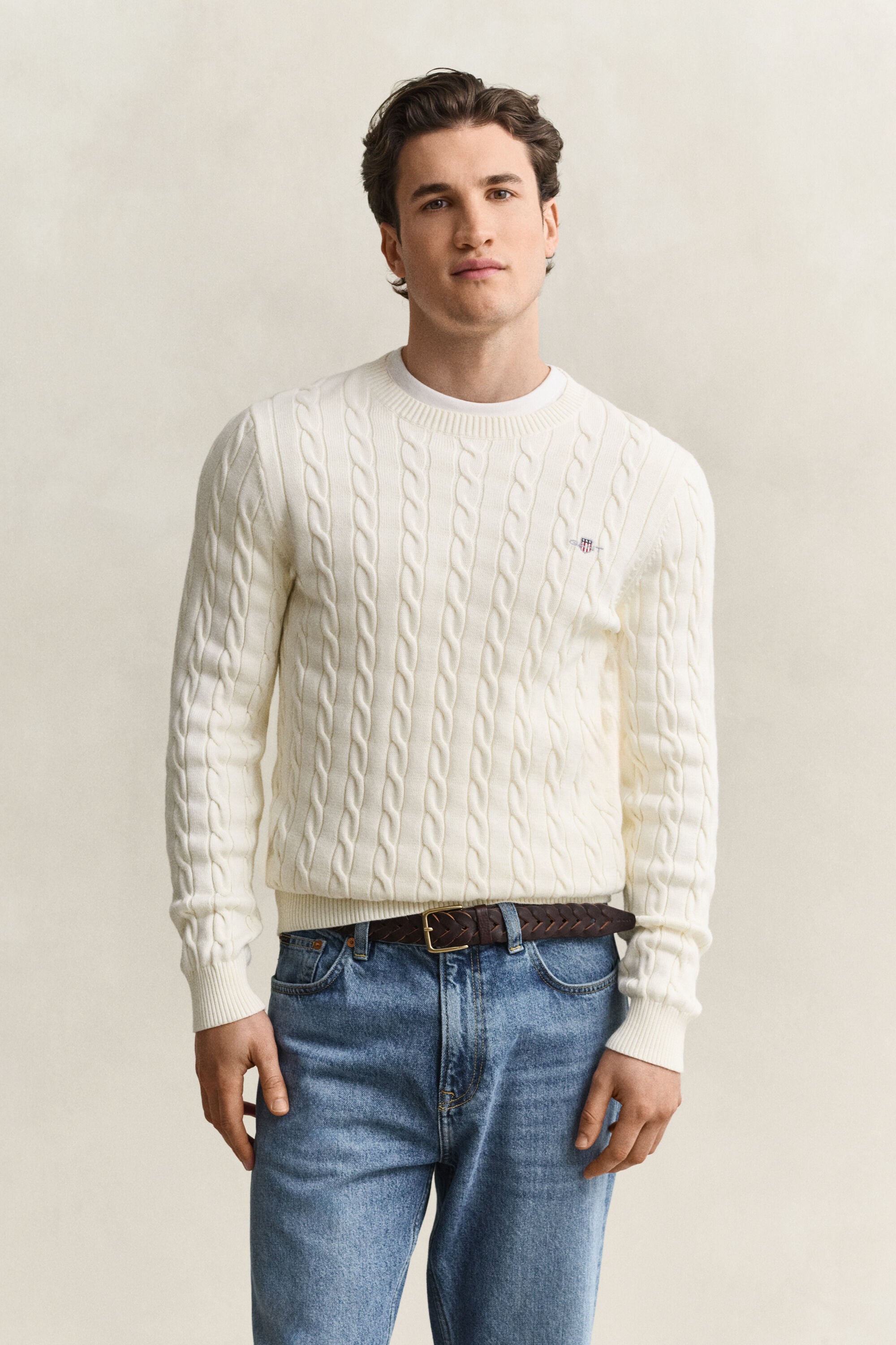 Classic sweater med kabelstrik